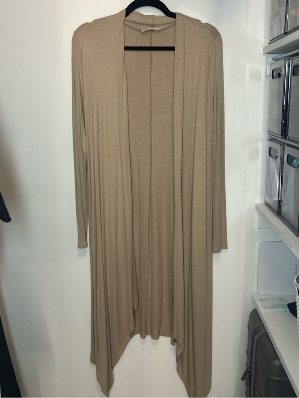 Blue Blush Ribbed Knit duster - Taupe